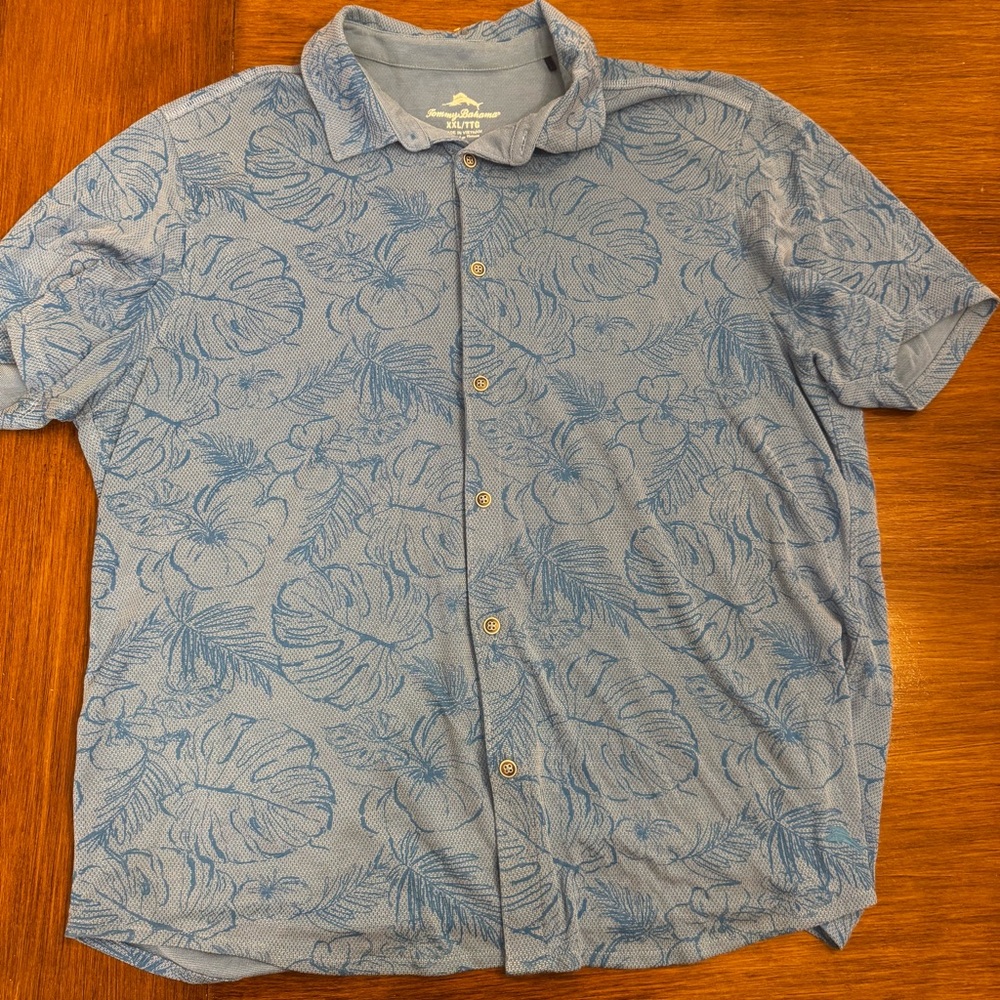 Tommy Bahama Light Blue Leaf Print Shirt